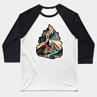 Mountains Vintage Sticker Baseball T-Shirt